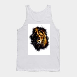 Lion Head Abstract Animal Face Watercolor Splatter Illustration Tank Top